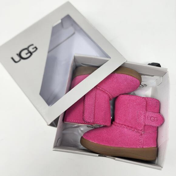 UGG Australia Boots Toddler 02/03 6-12 Months Keelan Pink Azalea Suede Sheepskin - Picture 1 of 11
